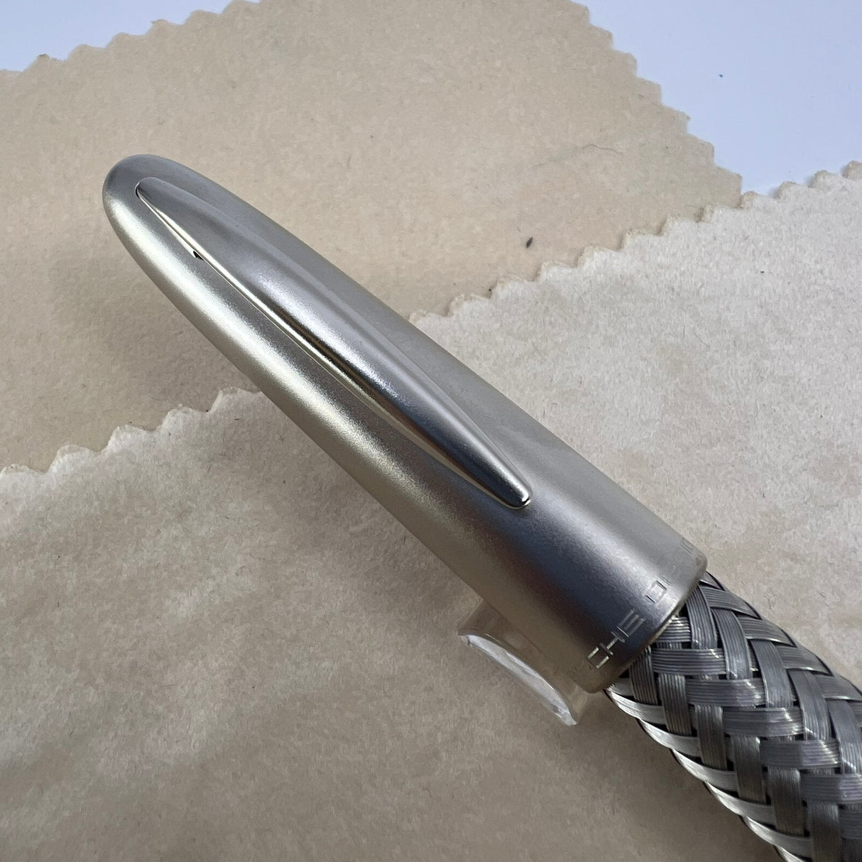 Porsche Design Tec Flex Woven Stainless Steel Barrel Fountain Pen  - Fine 18 Kt Gold Nib