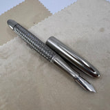 Porsche Design Tec Flex Woven Stainless Steel Barrel Fountain Pen  - Fine 18 Kt Gold Nib