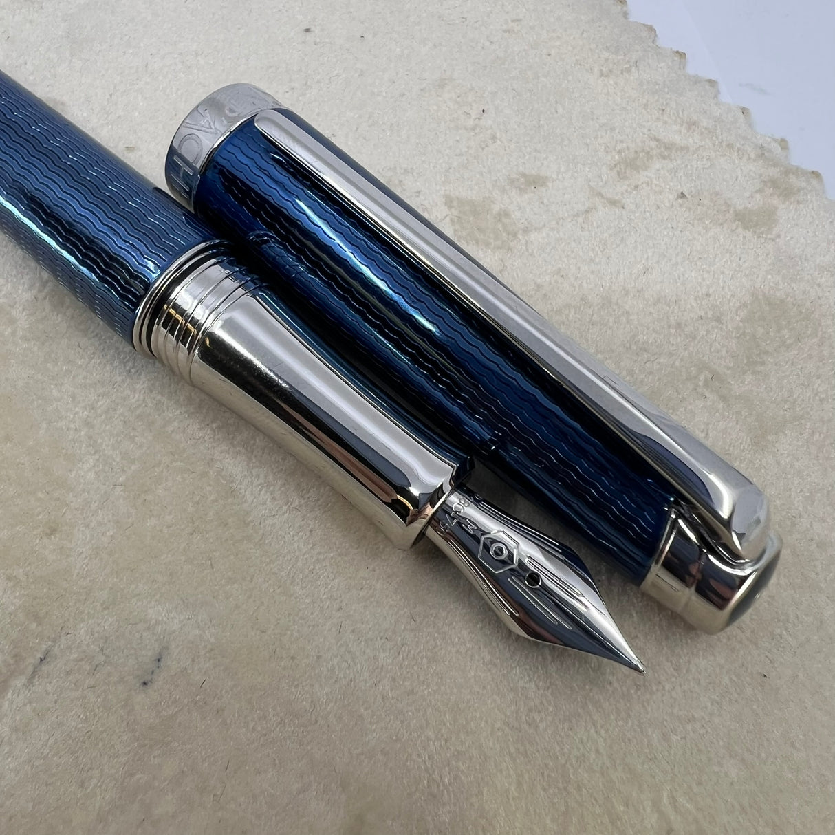 Caran D'ache Leman Grand Bleu Fountain Pen - Medium 18kt Gold Nib