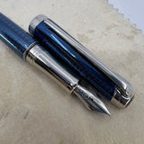 Caran D'ache Leman Grand Bleu Fountain Pen - Medium 18kt Gold Nib