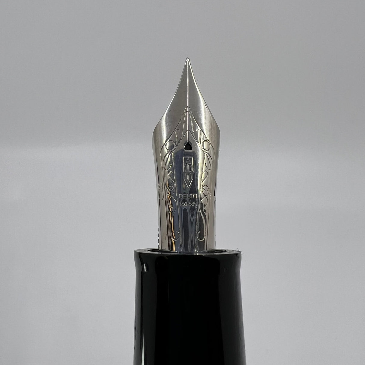 Delta Oversized DolceVita Sterling Silver Trim Fountain Pen - Fine 14kt Gold Nib