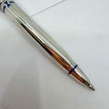 Cartier Art Deco Limited Edition Platinum Plated Ballpoint Pen with Blue Lacquer Accents