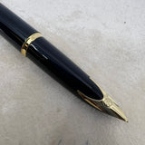 Waterman Carene Deluxe Black Barrel/Silver-Plated Cap Fountain  Pen  - Fine 18 Kt Gold Nib