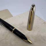 Waterman Carene Deluxe Black Barrel/Silver-Plated Cap Fountain  Pen  - Fine 18 Kt Gold Nib