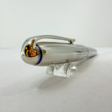 Cartier Art Deco Limited Edition Platinum Plated Ballpoint Pen with Blue Lacquer Accents