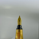 Cartier Pasha Marbled Blue Laque Barrel/Heavy Gold-Plated Fluted Cap Fountain Pen - Fine 18kt Gold Nib