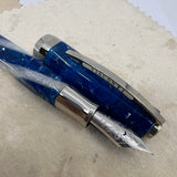 Visconti Opera Elements Speckled "Water" Blue/Lustrous White  Fountain Pen - Fine 14Kt Gold Nib