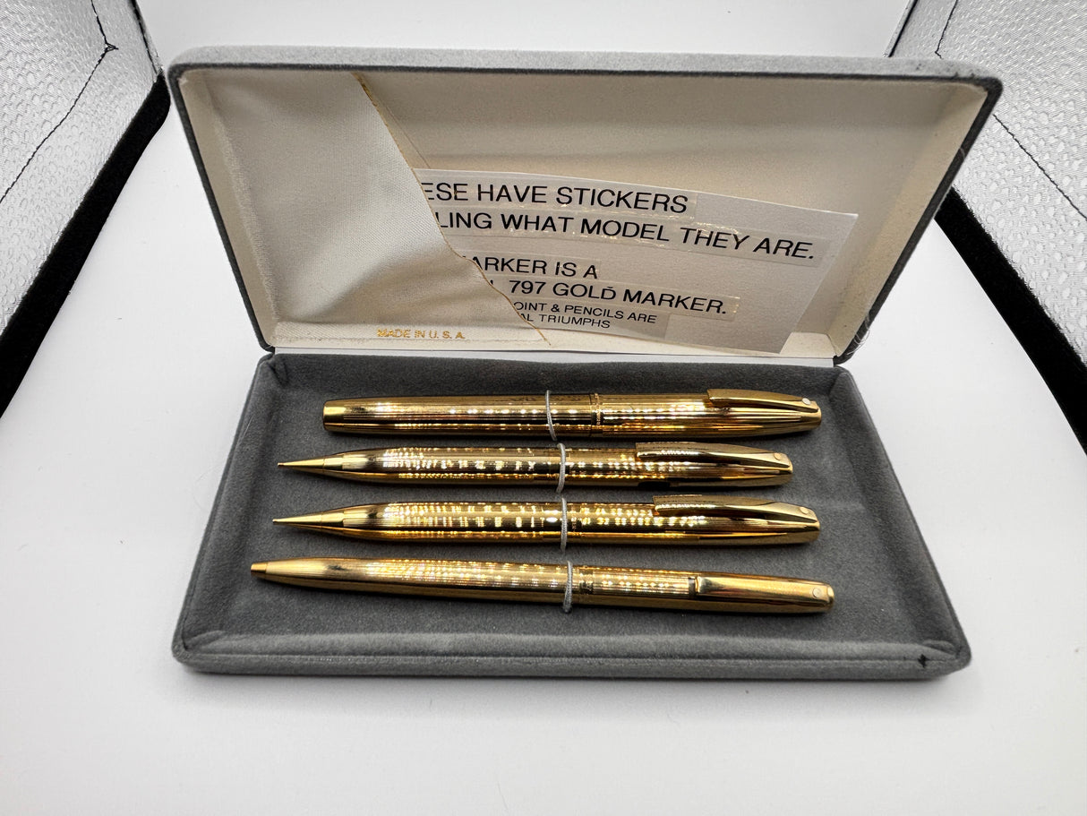 Sheaffer Imperial Triumph 797 Gold Plated  " NEW OLD STOCK SET "  - 2 Pencils + 1 Roller Ball + 1 Ball Pen