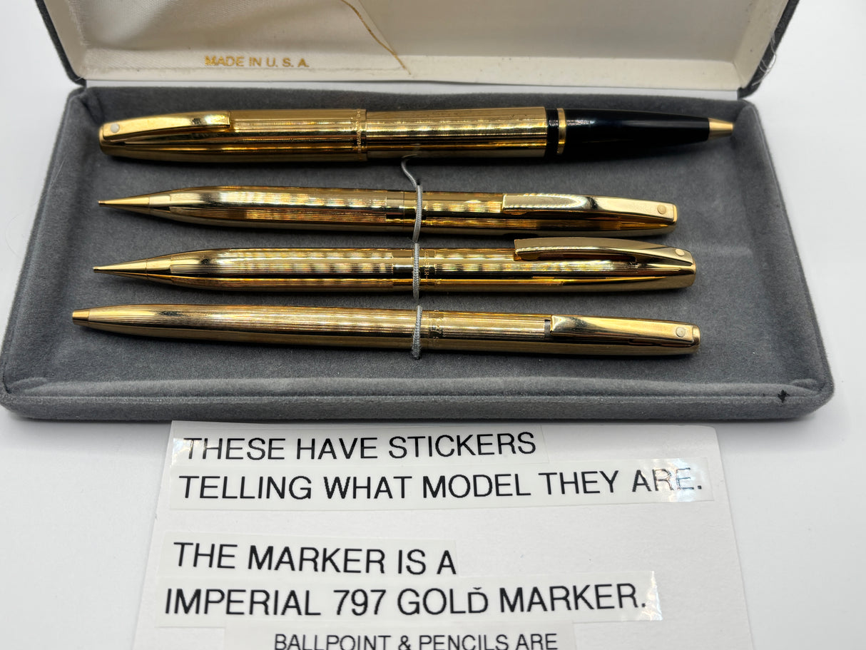 Sheaffer Imperial Triumph 797 Gold Plated  " NEW OLD STOCK SET "  - 2 Pencils + 1 Roller Ball + 1 Ball Pen
