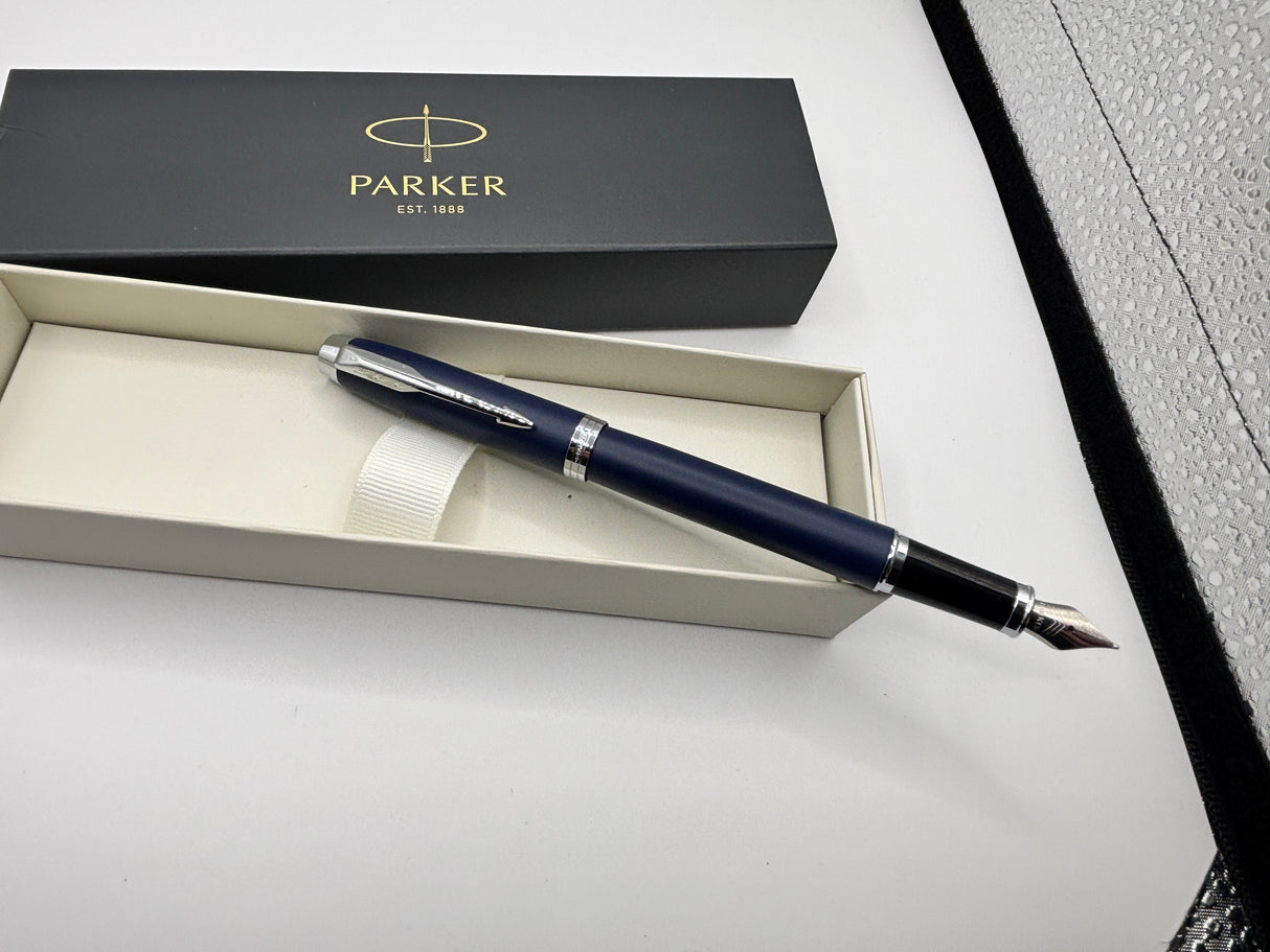 Parker IM Blue Matte Lacquer silver  trim  - Fountain Pen