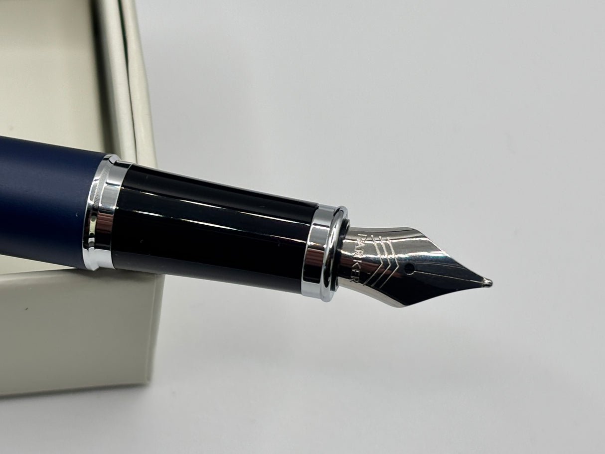 Parker IM Blue Matte Lacquer silver  trim  - Fountain Pen