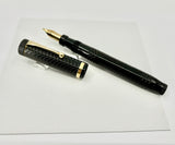 Parker Duofold Senior Flat Top Black Chased Fountain Pen