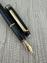 Montblanc 144 Meisterstuck Black Gold Trim Stub Nib! - Fountain Pen