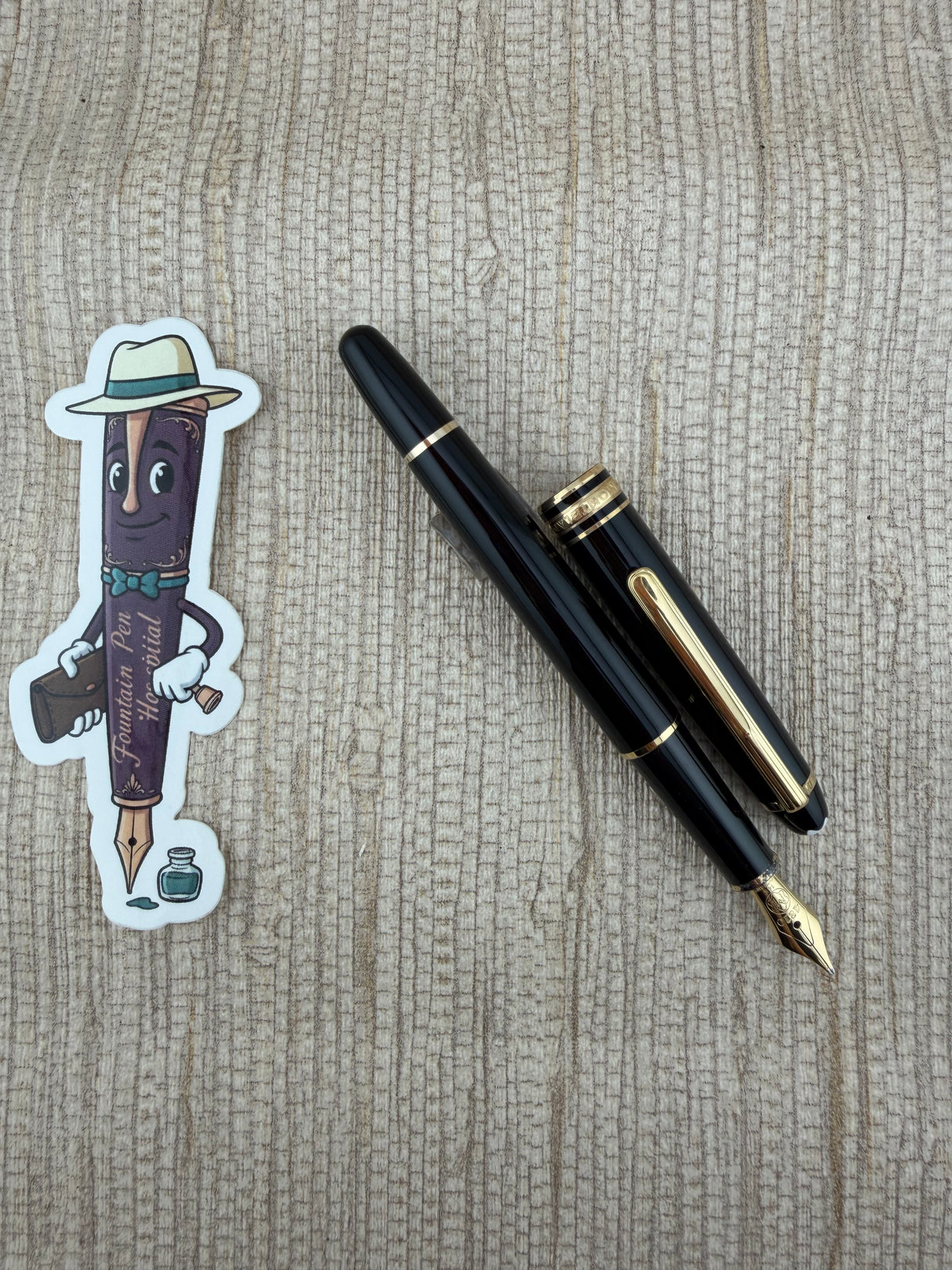 Montblanc 144 Meisterstuck Black Gold Trim Stub Nib! - Fountain Pen