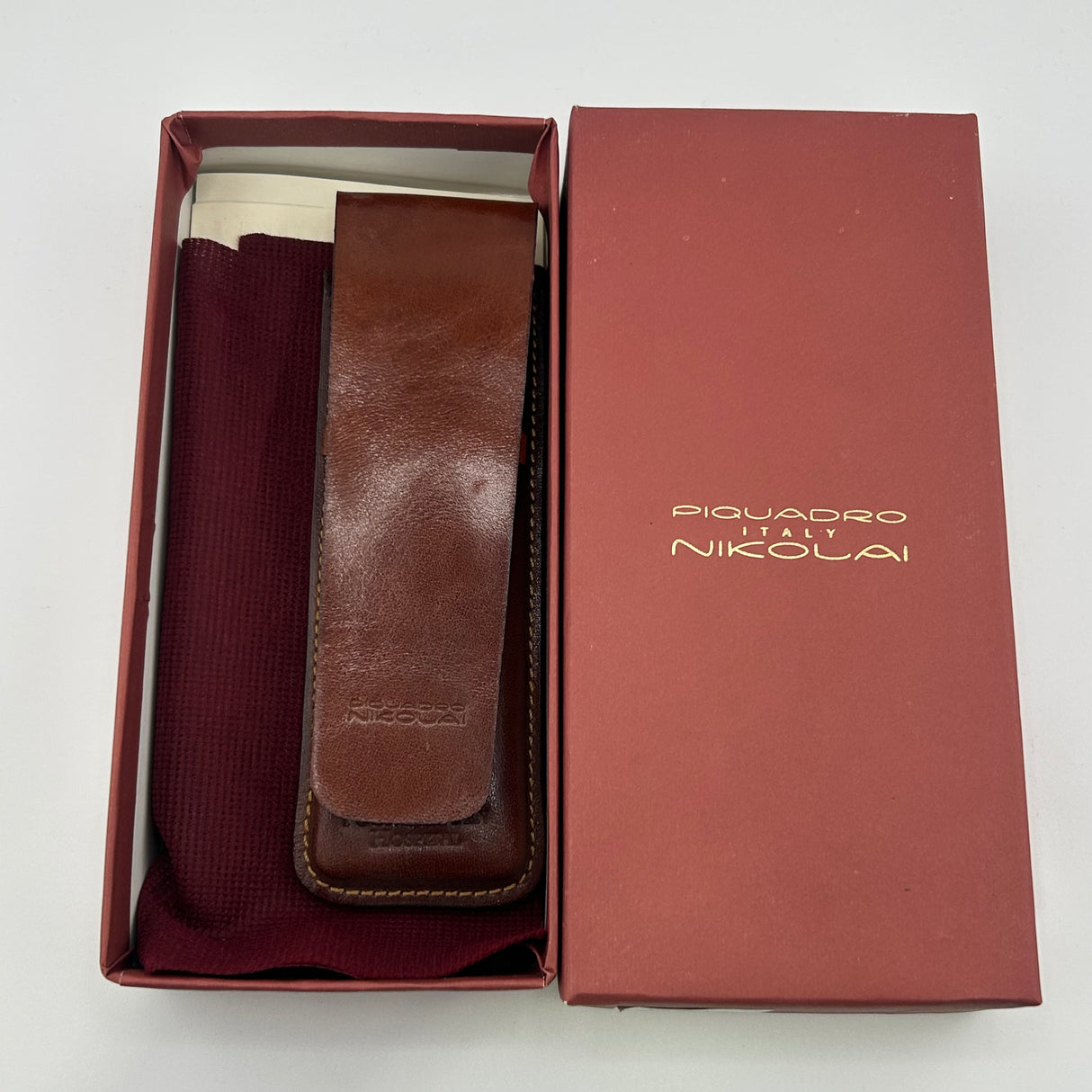 Piquadro Nicolai Pen 2 pouches Leather - Made in ITALY - 2 POUCHES