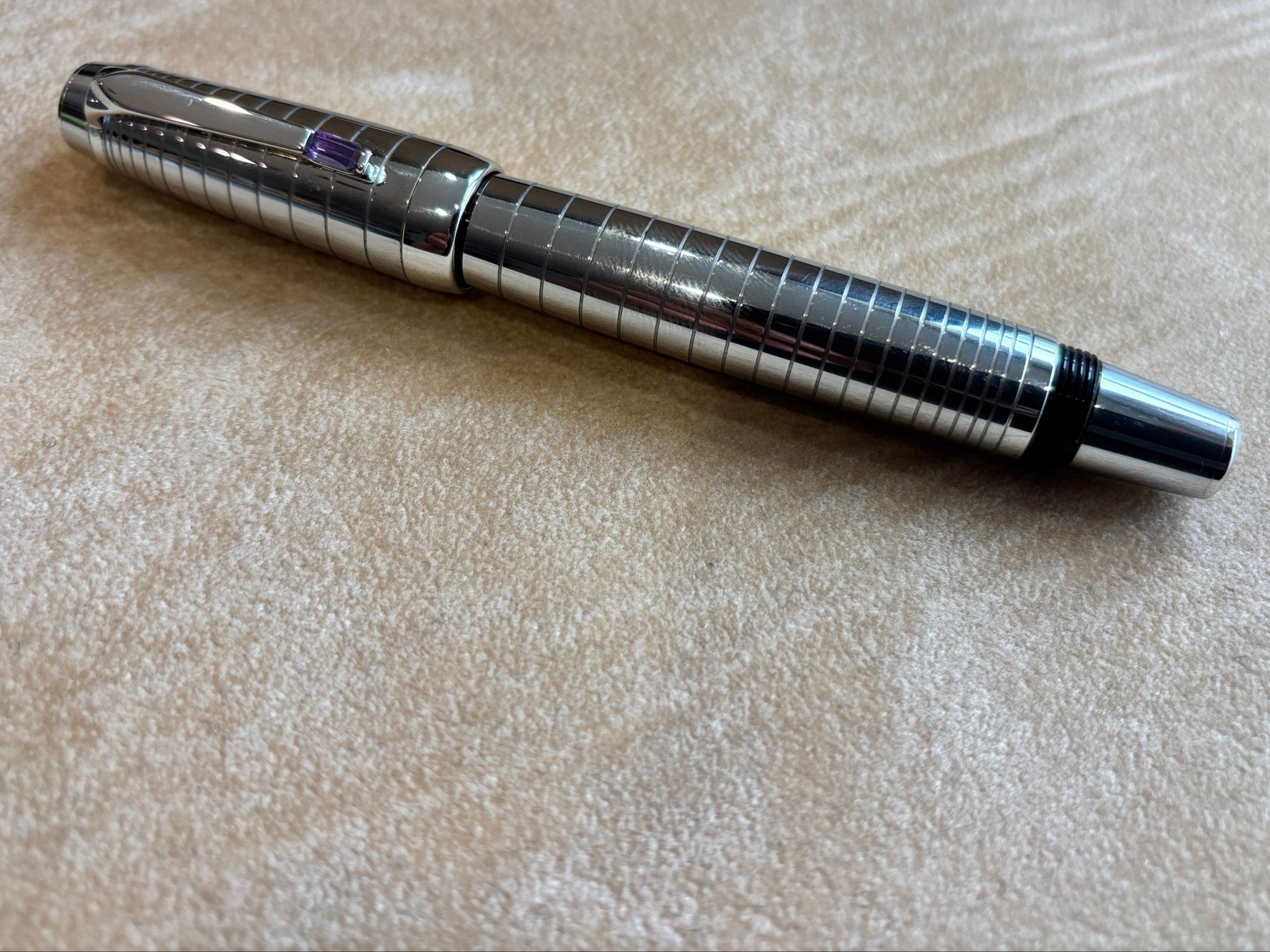 Montblanc Boheme Platinum Plated Radial Steel Amethyst Roller Ball