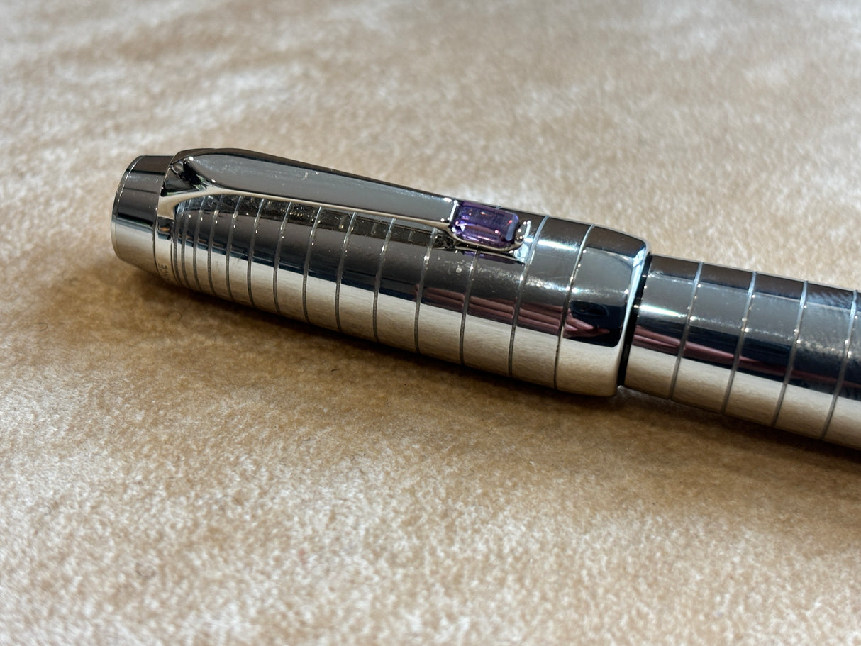 Montblanc Boheme Platinum Plated Radial Steel Amethyst Roller Ball