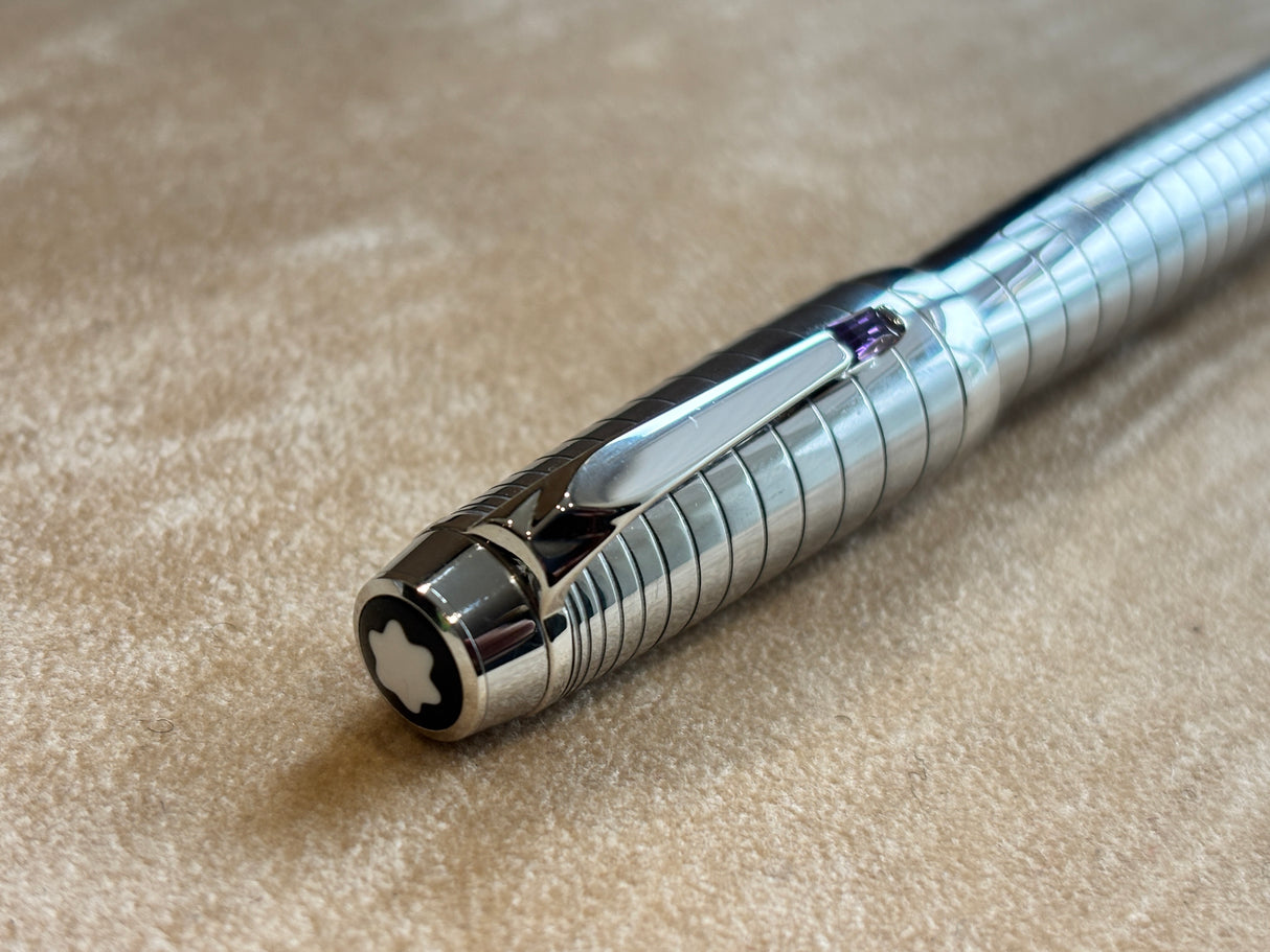 Montblanc Boheme Platinum Plated Radial Steel Amethyst Roller Ball