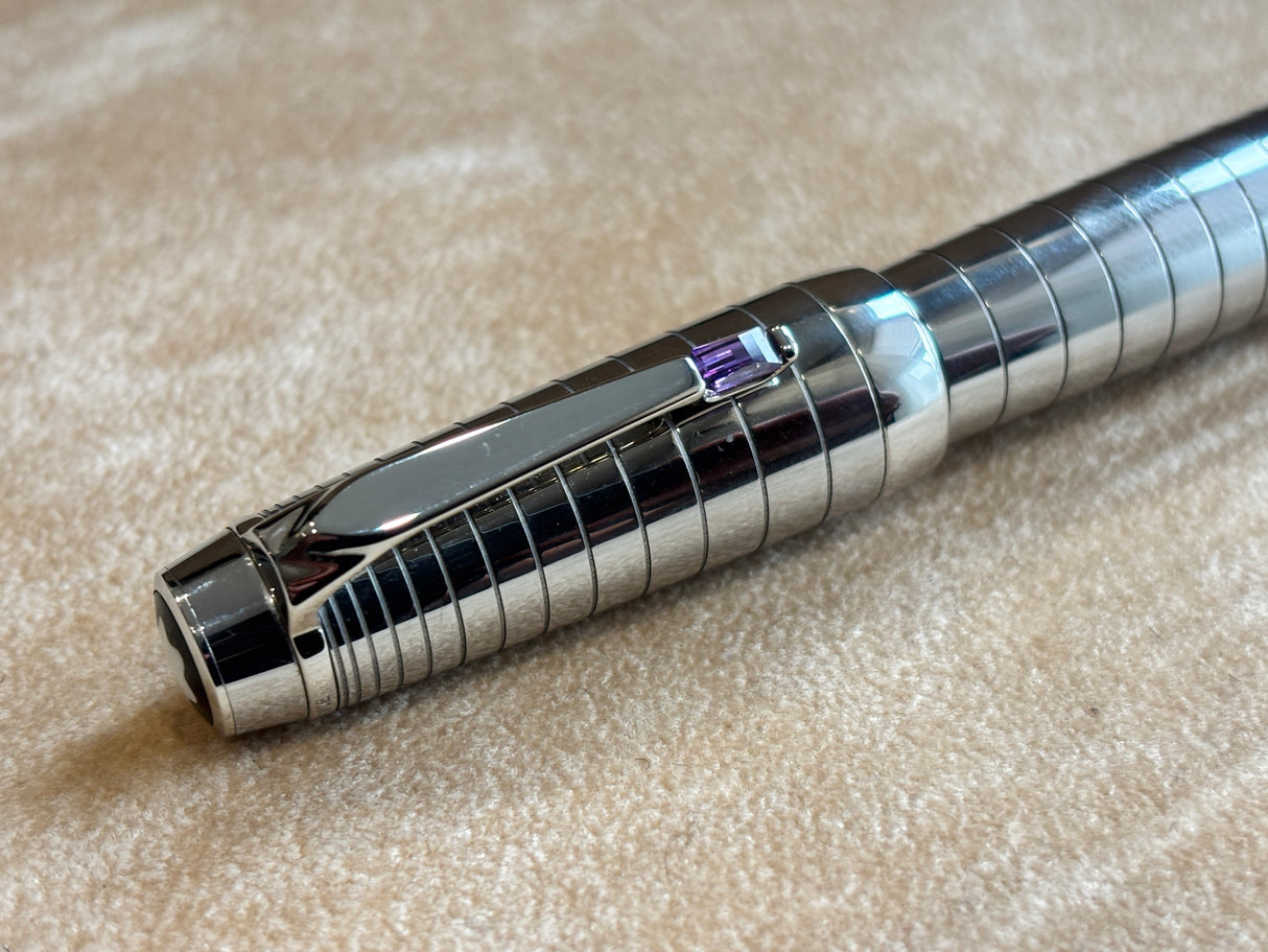 Montblanc Boheme Platinum Plated Radial Steel Amethyst Roller Ball