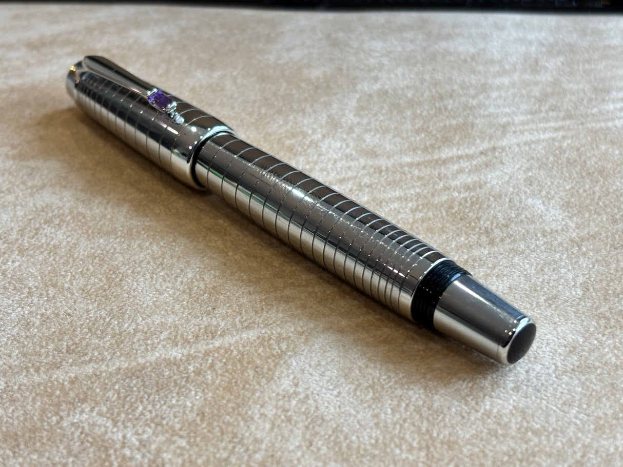 Montblanc Boheme Platinum Plated Radial Steel Amethyst Roller Ball