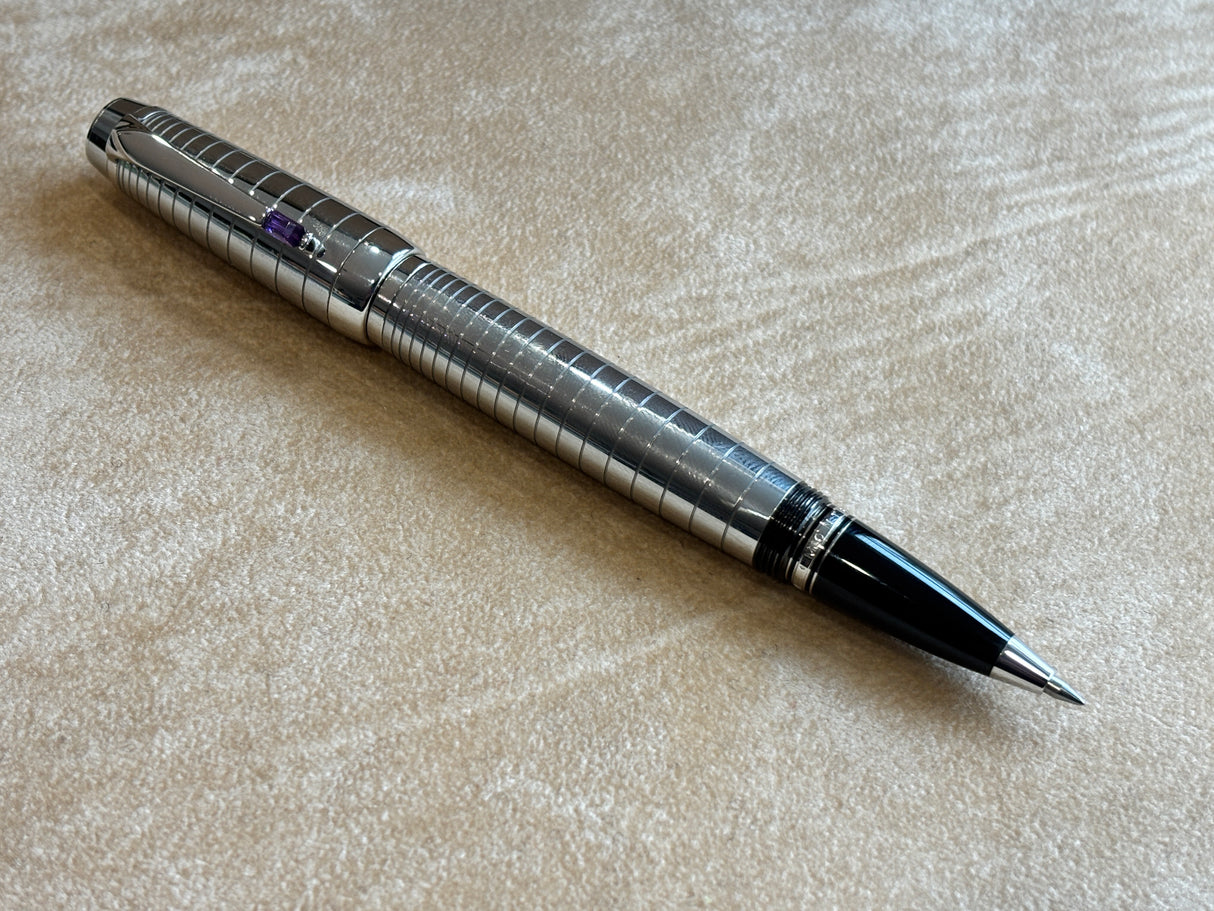 Montblanc Boheme Platinum Plated Radial Steel Amethyst Roller Ball