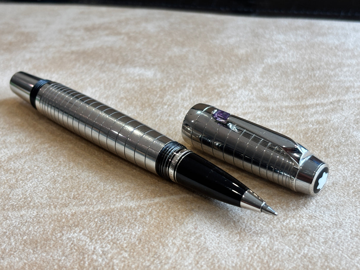 Montblanc Boheme Platinum Plated Radial Steel Amethyst Roller Ball