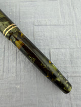 Montblanc 246 Green Celluloid Piston Filler Danish Large Ink Window Flex Nib! - Fountain Pen