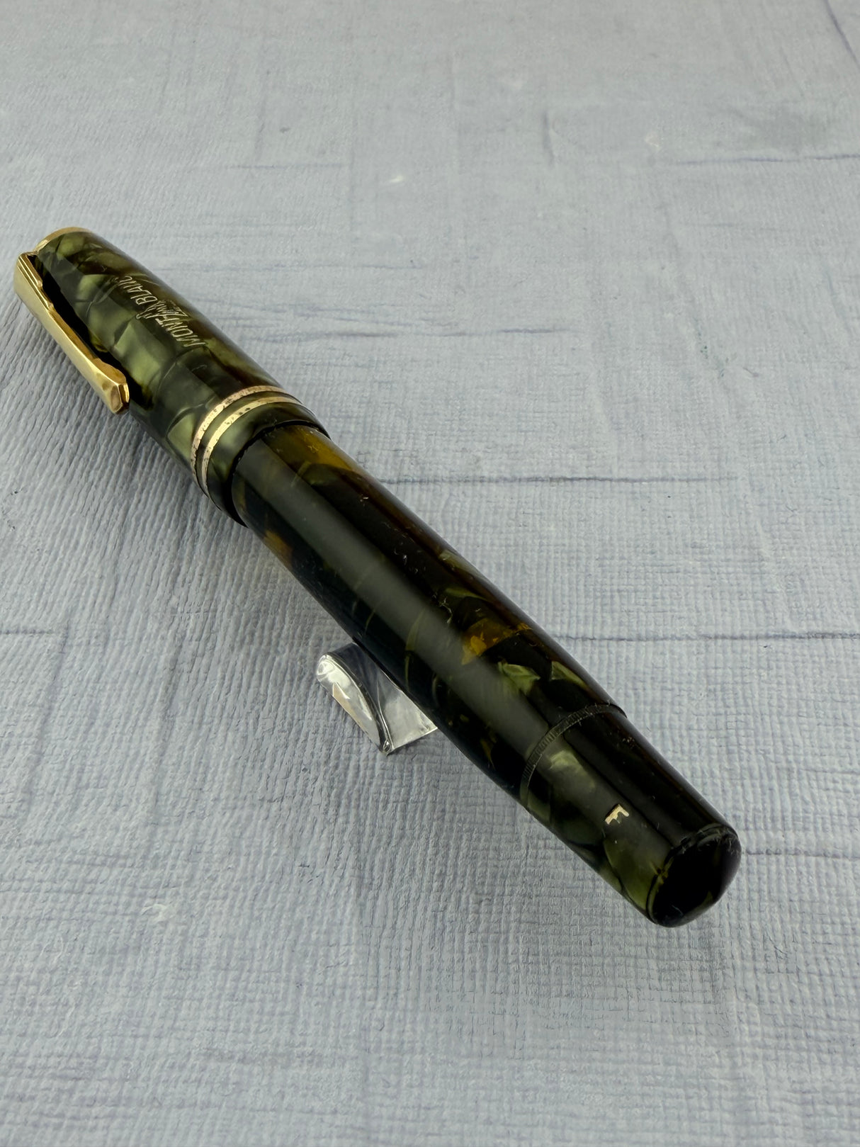 Montblanc 246 Green Celluloid Piston Filler Danish Large Ink Window Flex Nib! - Fountain Pen