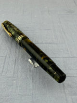 Montblanc 246 Green Celluloid Piston Filler Danish Large Ink Window Flex Nib! - Fountain Pen