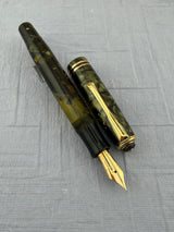 Montblanc 246 Green Celluloid Piston Filler Danish Large Ink Window Flex Nib! - Fountain Pen