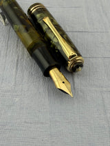 Montblanc 246 Green Celluloid Piston Filler Danish Large Ink Window Flex Nib! - Fountain Pen