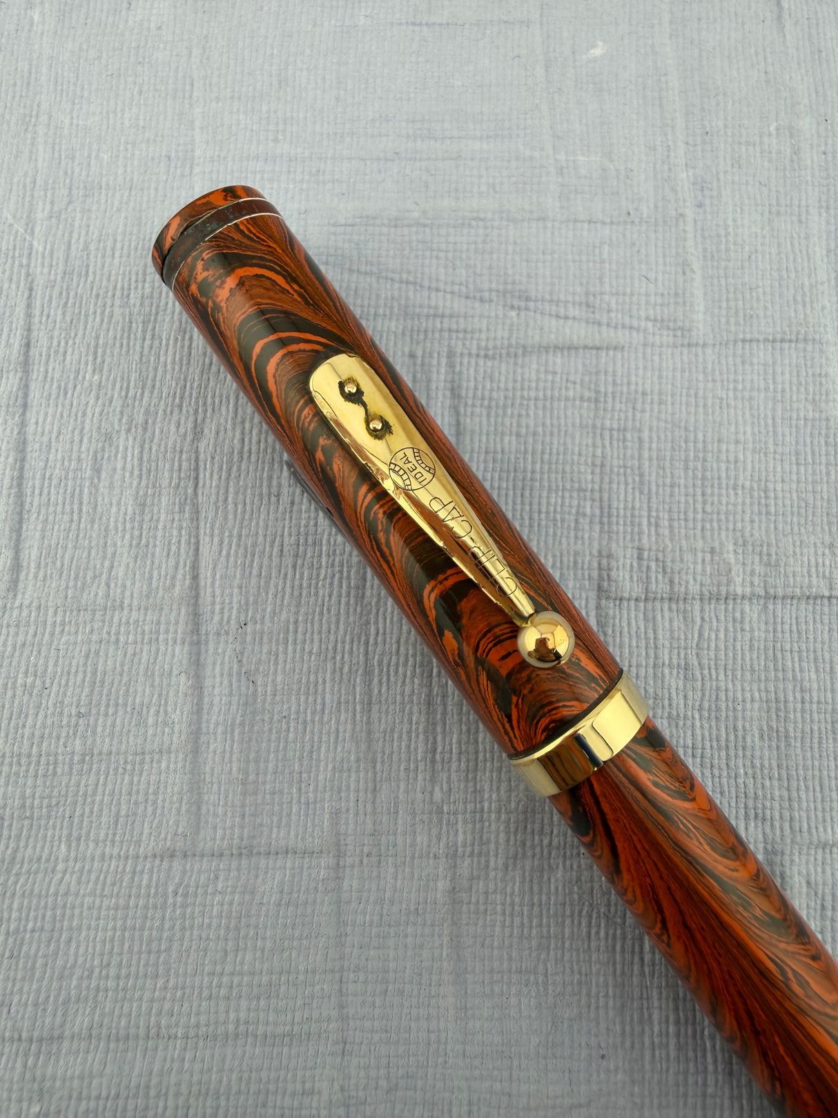 Waterman 1920 Red Ripple "7" Yellow Cap Band - Fountain Pen