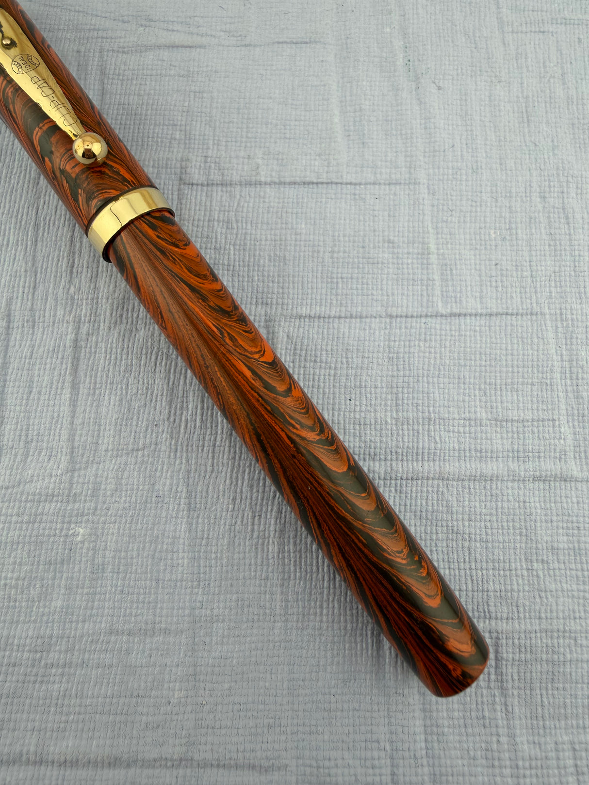 Waterman 1920 Red Ripple "7" Yellow Cap Band - Fountain Pen