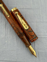 Waterman 1920 Red Ripple "7" Yellow Cap Band - Fountain Pen