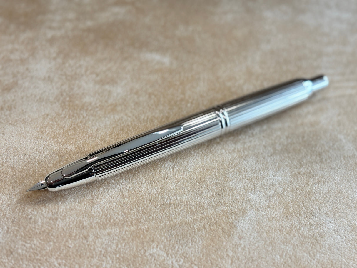 Pilot Capless Stripes Fountain Pen Metal Rhodium trim Silver