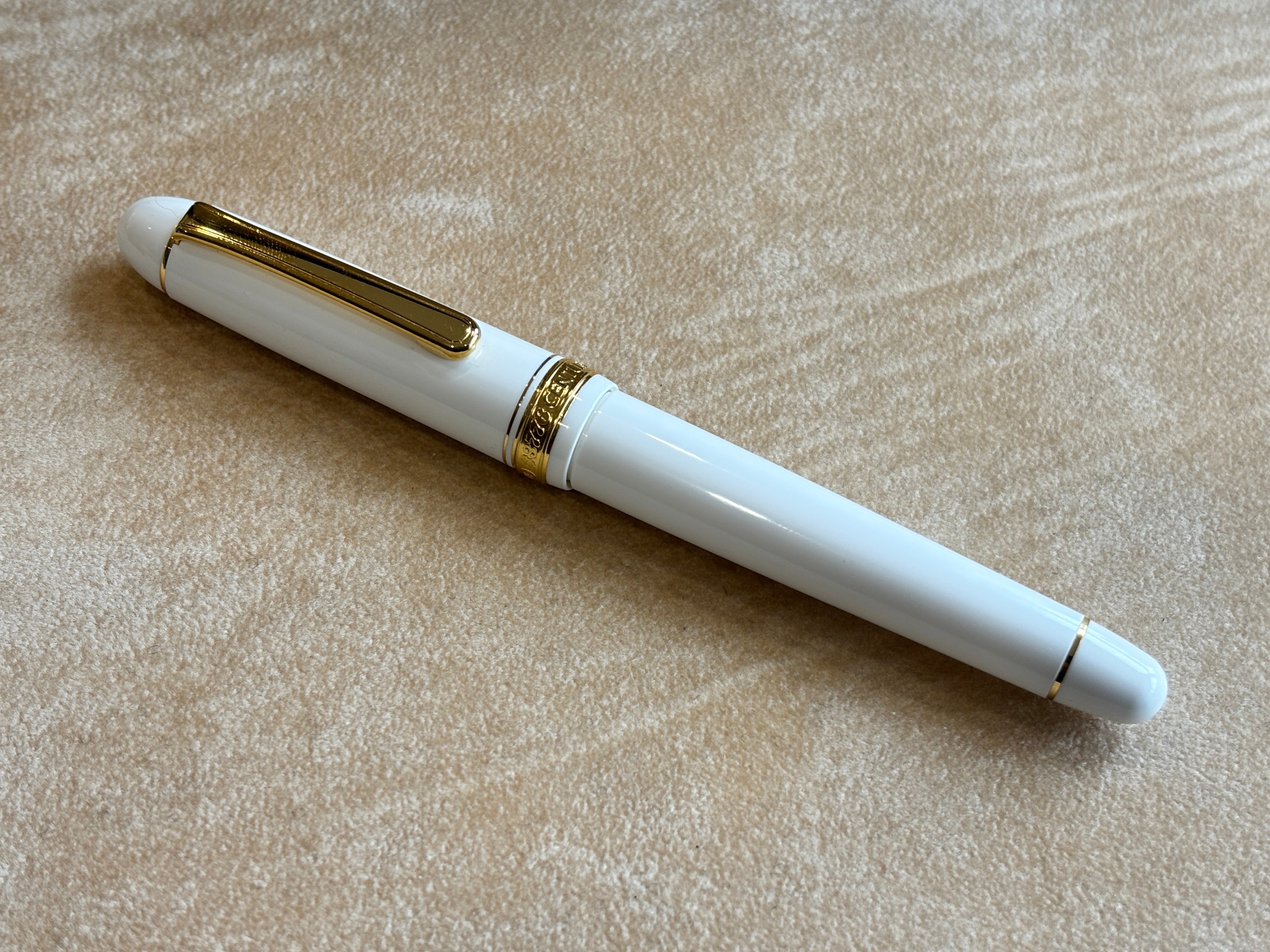PLATINUM 3776 CENTURY ホワイト万年筆　箱入　ギフト Platinum 3776 Century White Fountain Pen - Unusual Cursive Italic