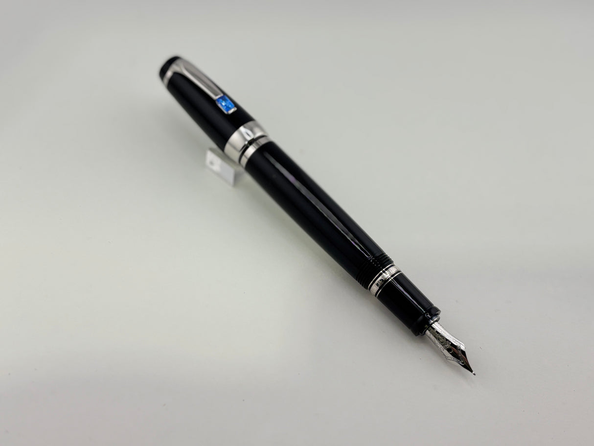 Montblanc Boheme Retractable Nib Black Rhodium Trim Blue Gem   Fountain Pen