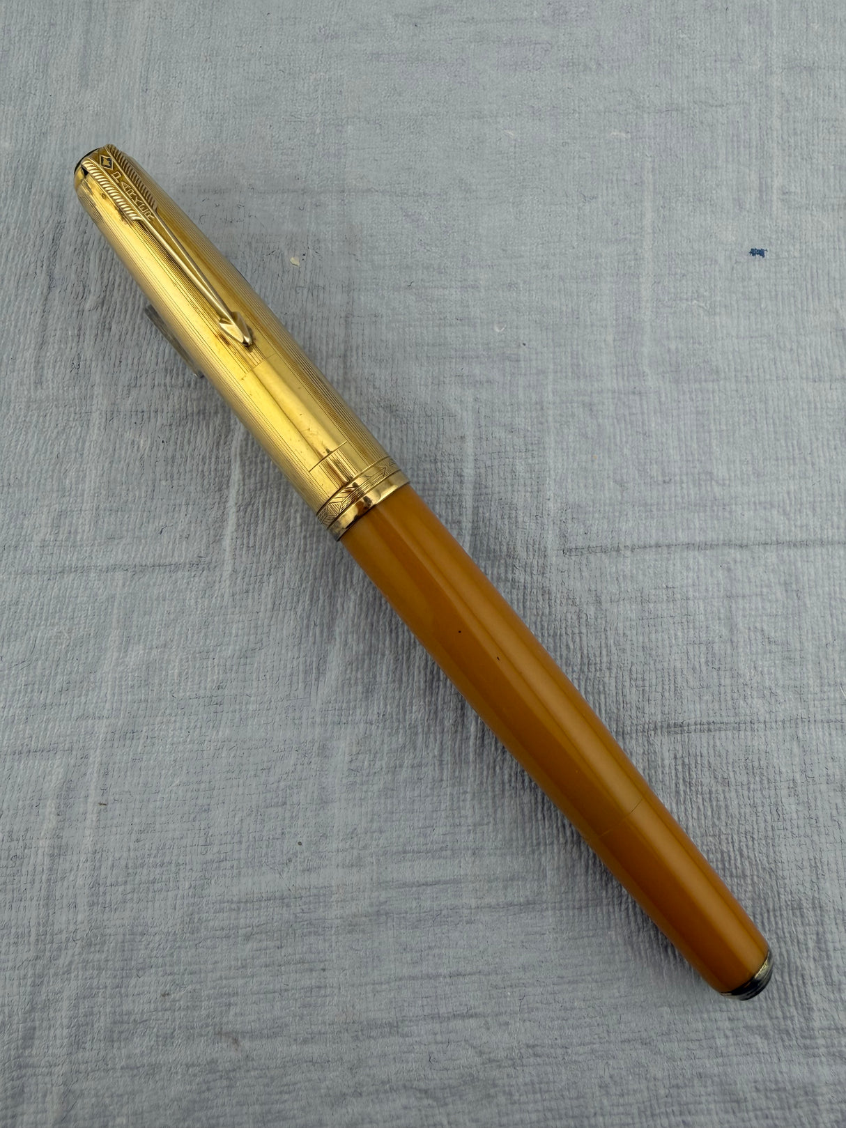 Parker 51 Vacumatic Yellowstone Mustard Gold Filled Cap - Fountain Pen