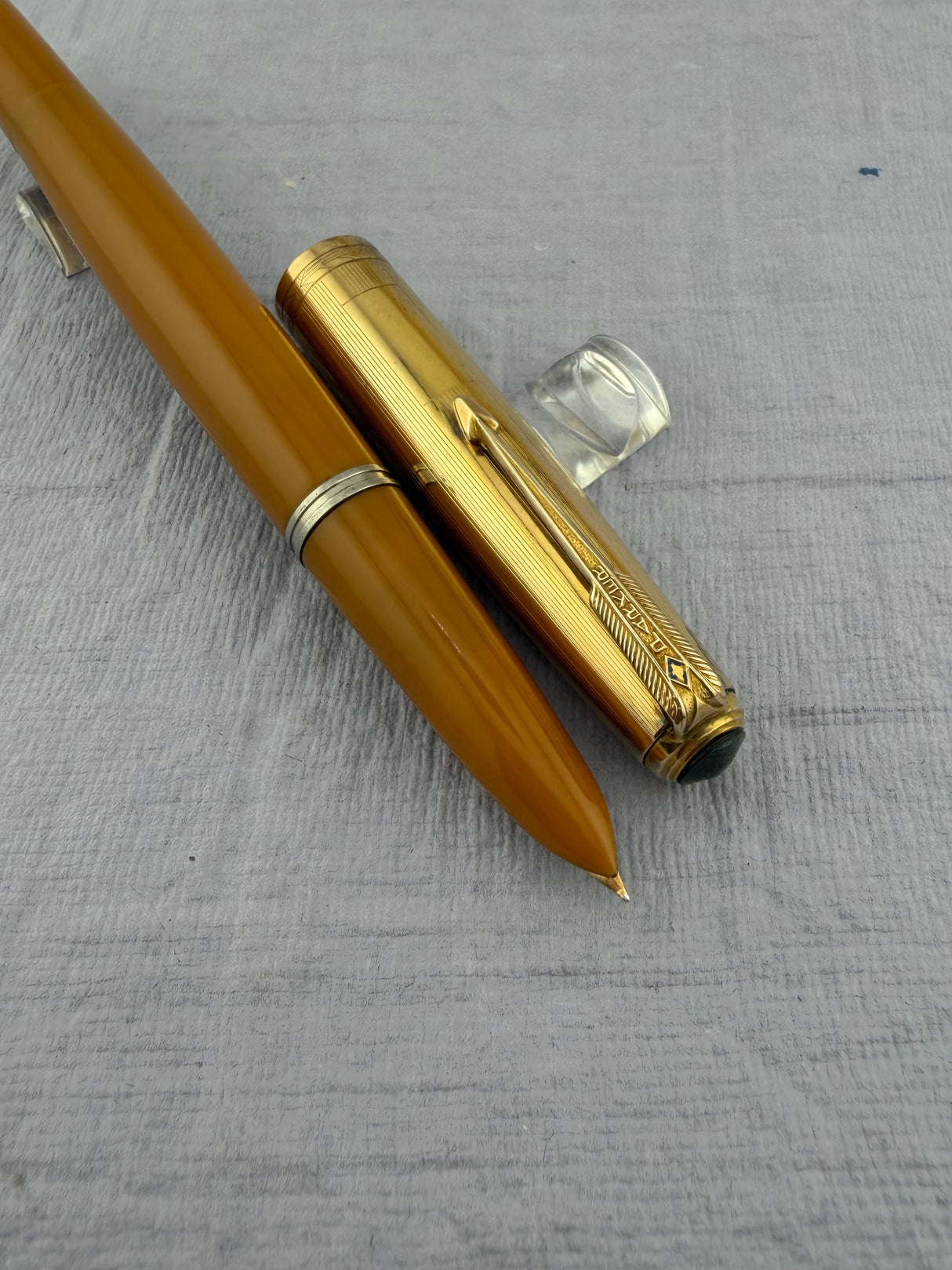 Parker 51 Vacumatic Yellowstone Mustard Gold Filled Cap - Fountain Pen