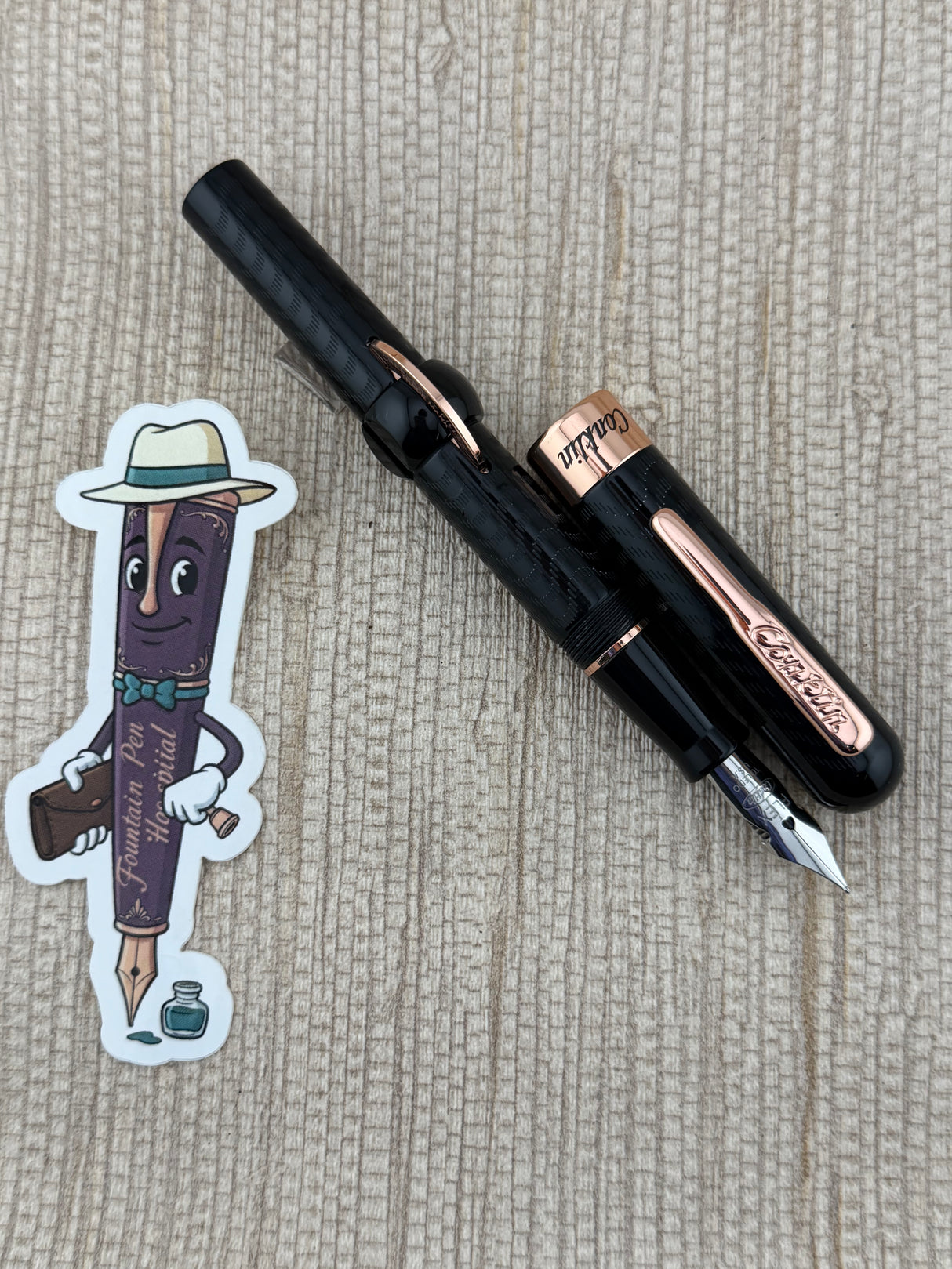 Conklin Mark Twain Crescent Black With Rose Gold Trim - Fountain Pen