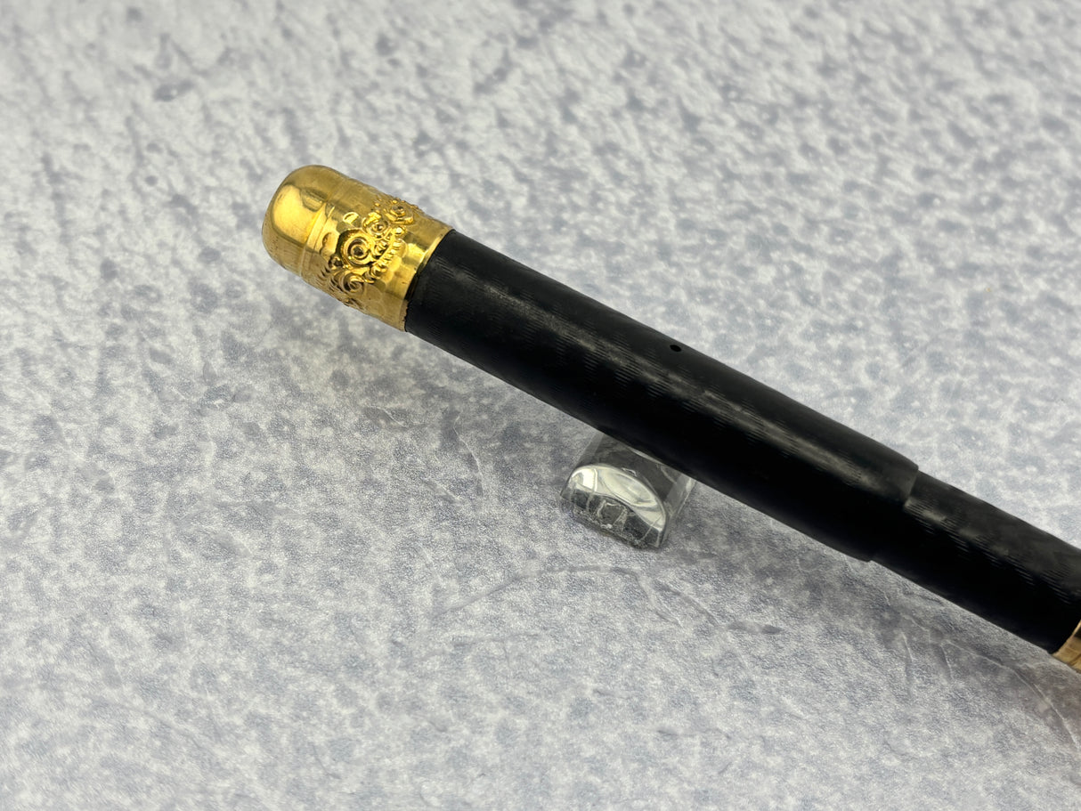 Parker 42 1/2 eyedropper chased with gold filled mountings black hard rubber Early 1900's  - Fountain Pen