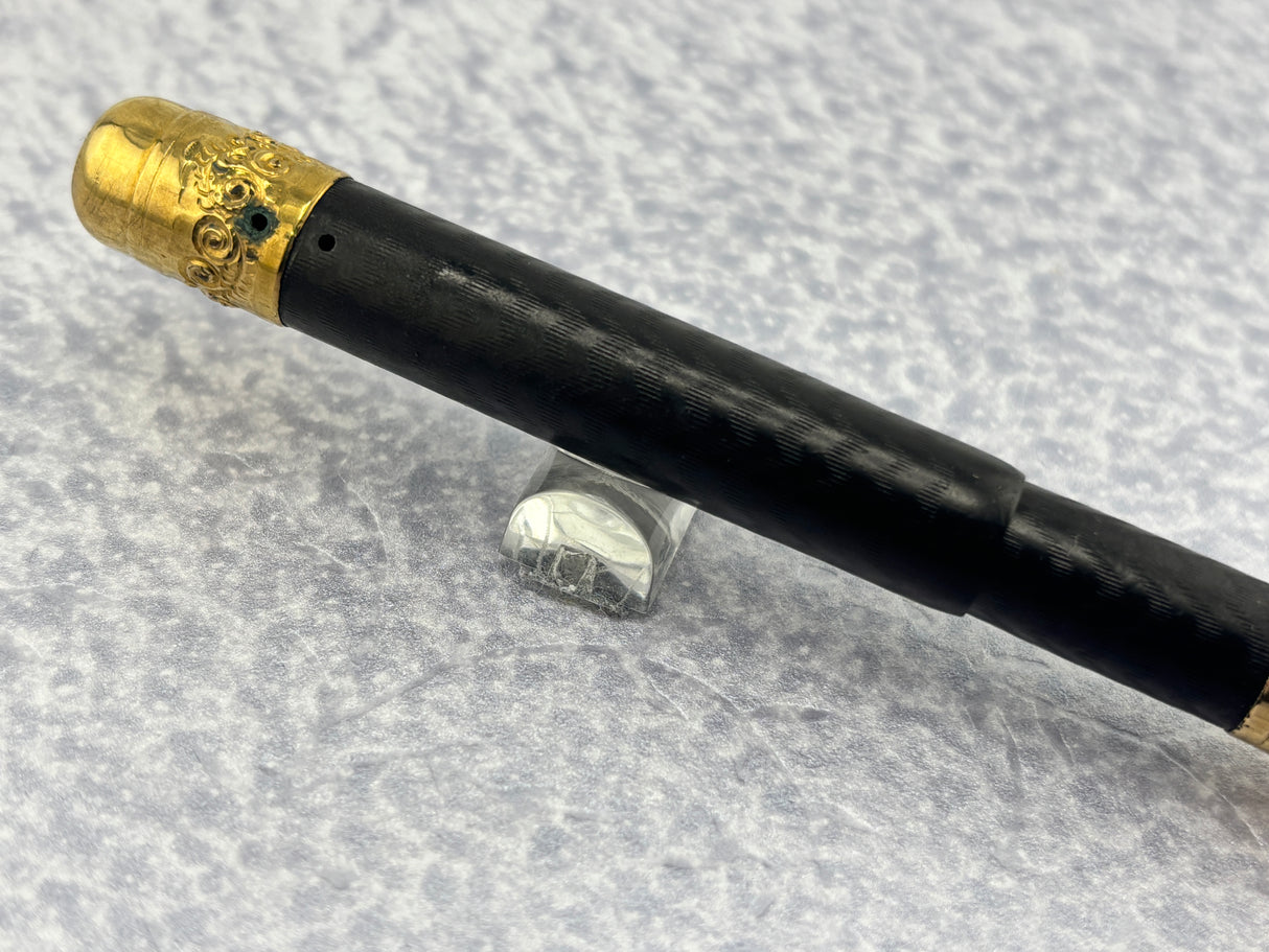 Parker 42 1/2 eyedropper chased with gold filled mountings black hard rubber Early 1900's  - Fountain Pen