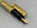 Waterman # 0512 1/2 Safety Fountain Pen Gold filled Floral Pattern  - Retractable Nib