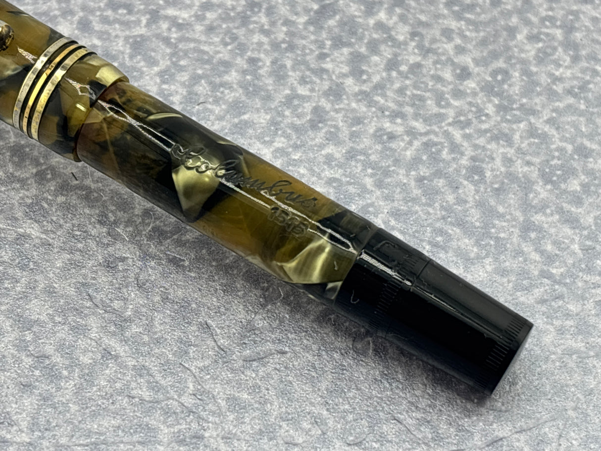 Columbus 1515 Green Marble Piston filler - Made in Germany - Fountain Pen