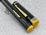 Gold Bond #8 Size Stonite Black with Yellow Ends  Fountain Pen