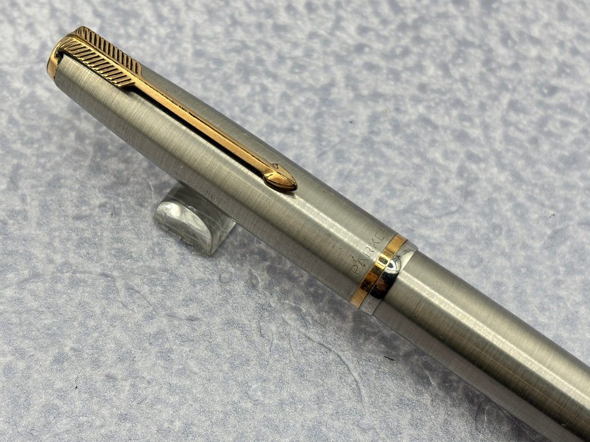 Parker # 51 Aerometric Flighter Stainless Steel circa 1950   - Fountain Pen