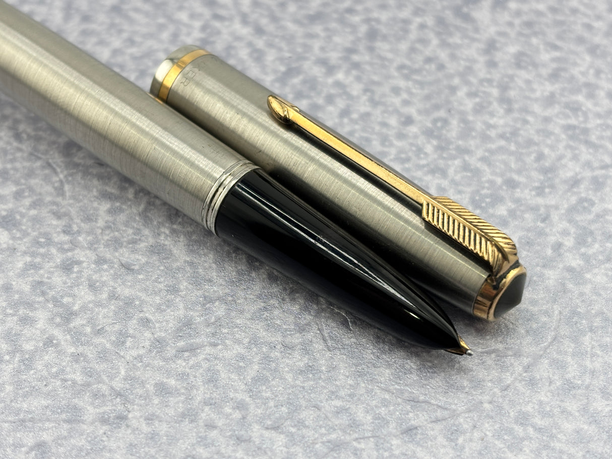 Parker # 51 Aerometric Flighter Stainless Steel circa 1950   - Fountain Pen