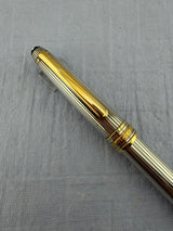 Montblanc Meisterstuck 144 Solitaire Sterling Silver 925 Pinstripe Fountain Pen - Fine 14kt Gold Nib