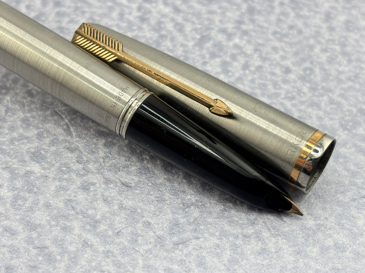 Parker # 51 Aerometric Flighter Stainless Steel circa 1950   - Fountain Pen
