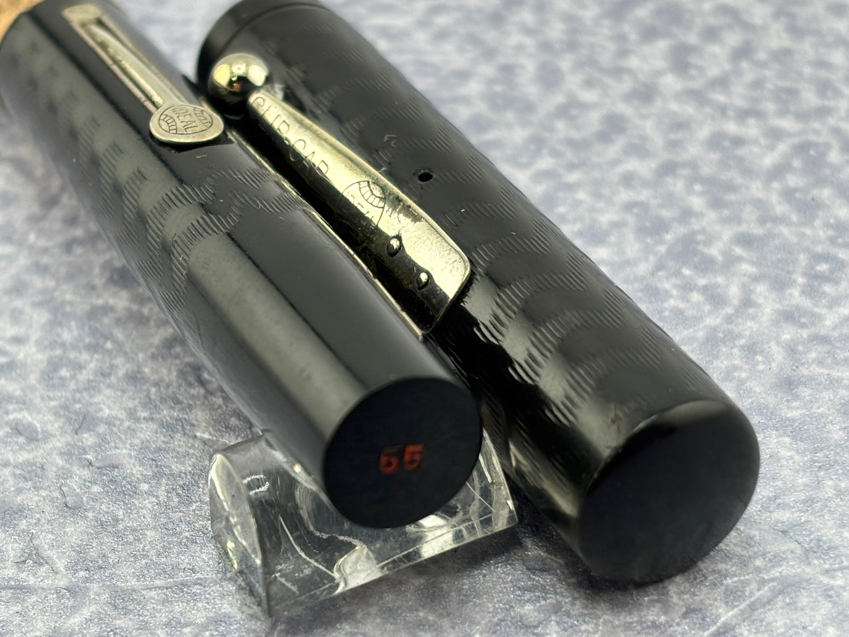 Waterman # 55 BCHR Black Chased Hard Rubber Fountain Pen with Original $5.75 Price Sticker